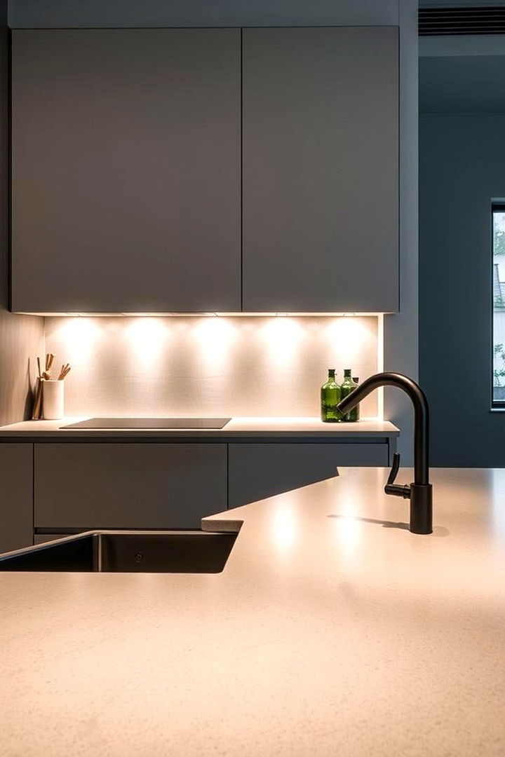 Integrated Lighting with Microcement Accents - 22 Microcement Kitchen Ideas