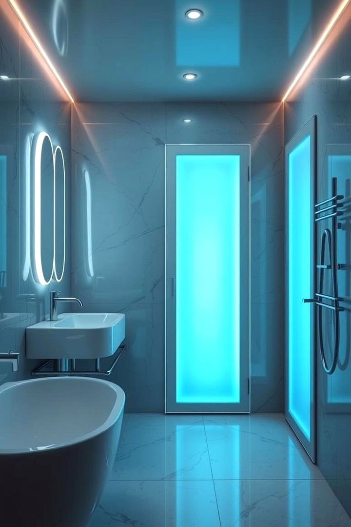 Integrated Lighting - 22 Bathroom Pocket Door Ideas