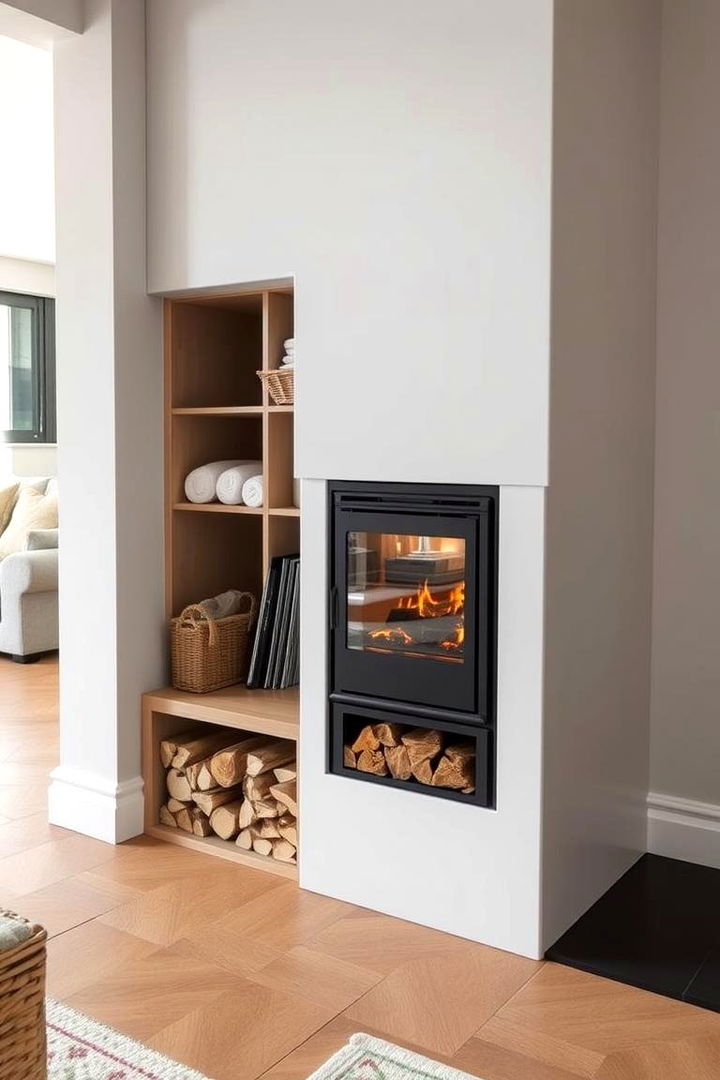 Integrated Log Burner with Built in Storage - 22 Log Burner Ideas