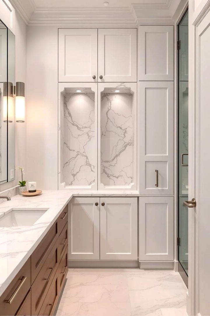 Integrated Marble Storage Solutions - 22 Marble Bathroom Ideas