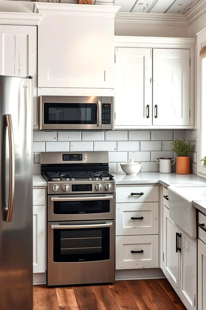 Integrated Modern Appliances - 22 Rustic White Kitchen Ideas