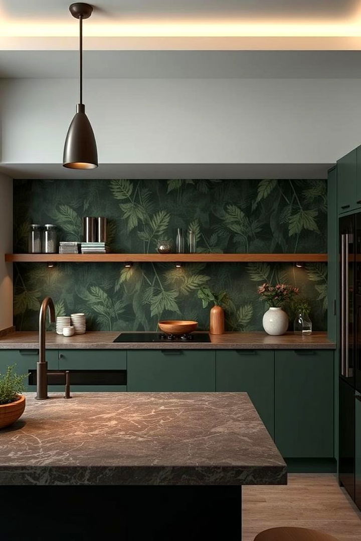 Integrated Nature Inspired Details - 22 Forest Green Kitchen Ideas