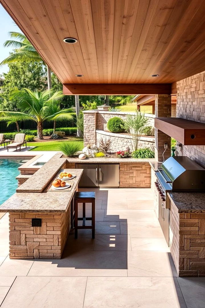 Integrated Outdoor Kitchen Pool - 22 Semi Inground Pool Ideas