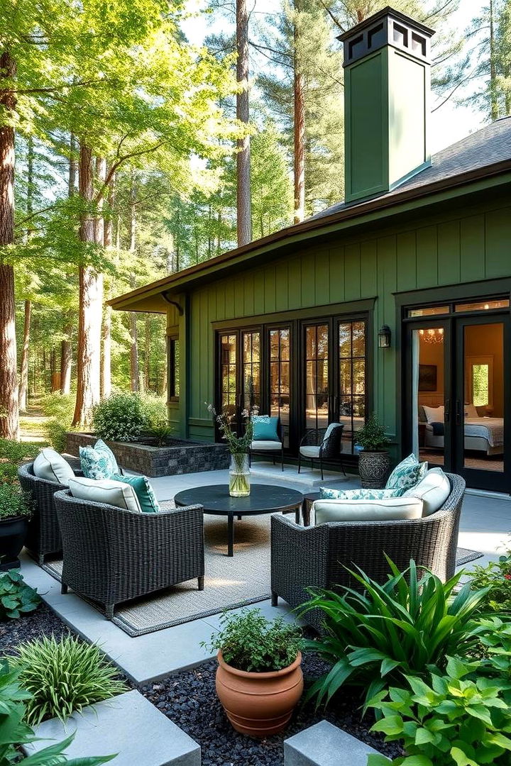 Integrated Outdoor Living - 22 Forest Green House With Black Trim