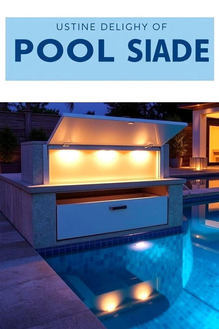 Integrated Poolside Lighting with Storage Features - 22 Pool Storage Ideas