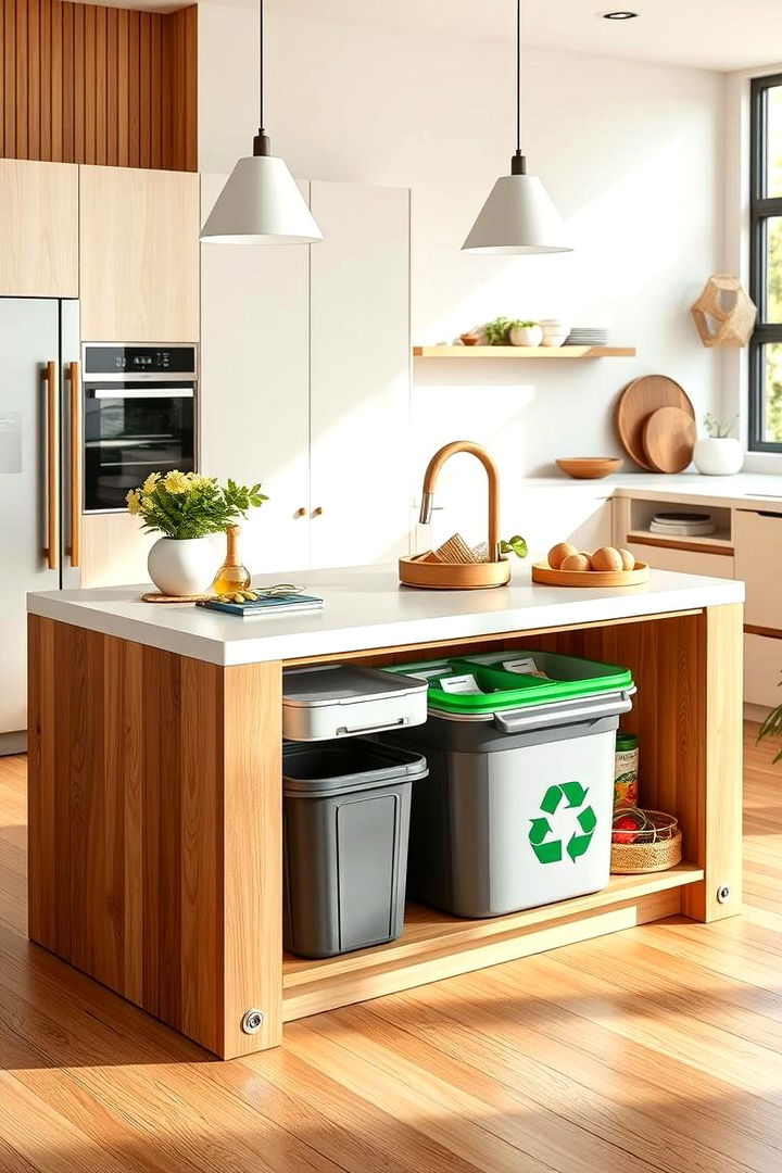 Integrated Recycling Bins - 22 Kitchen Island Storage Ideas