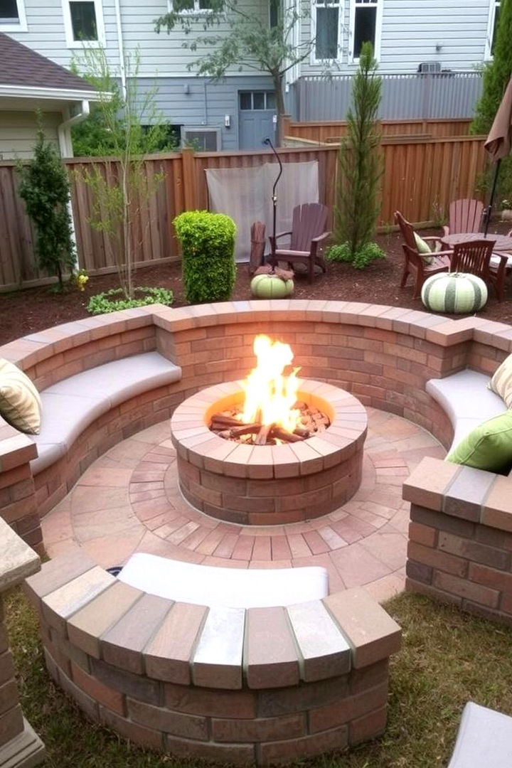 Integrated Seating Brick Pit - 22 Brick Fire Pit Ideas