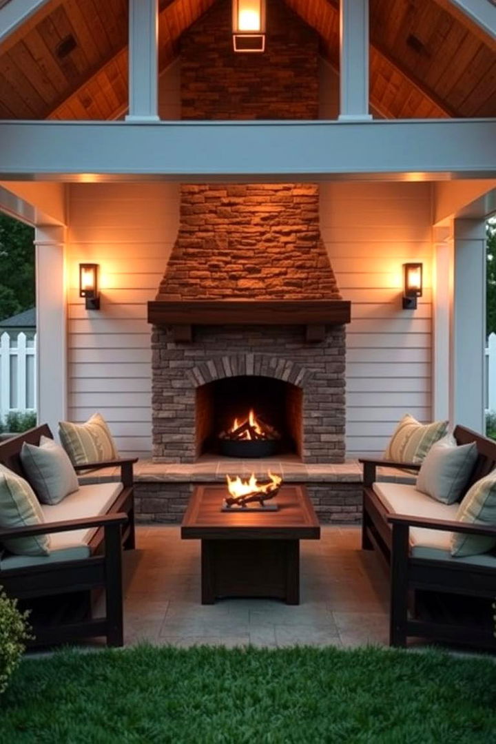 Integrated Seating Experience - 22 Porch Fireplace Ideas