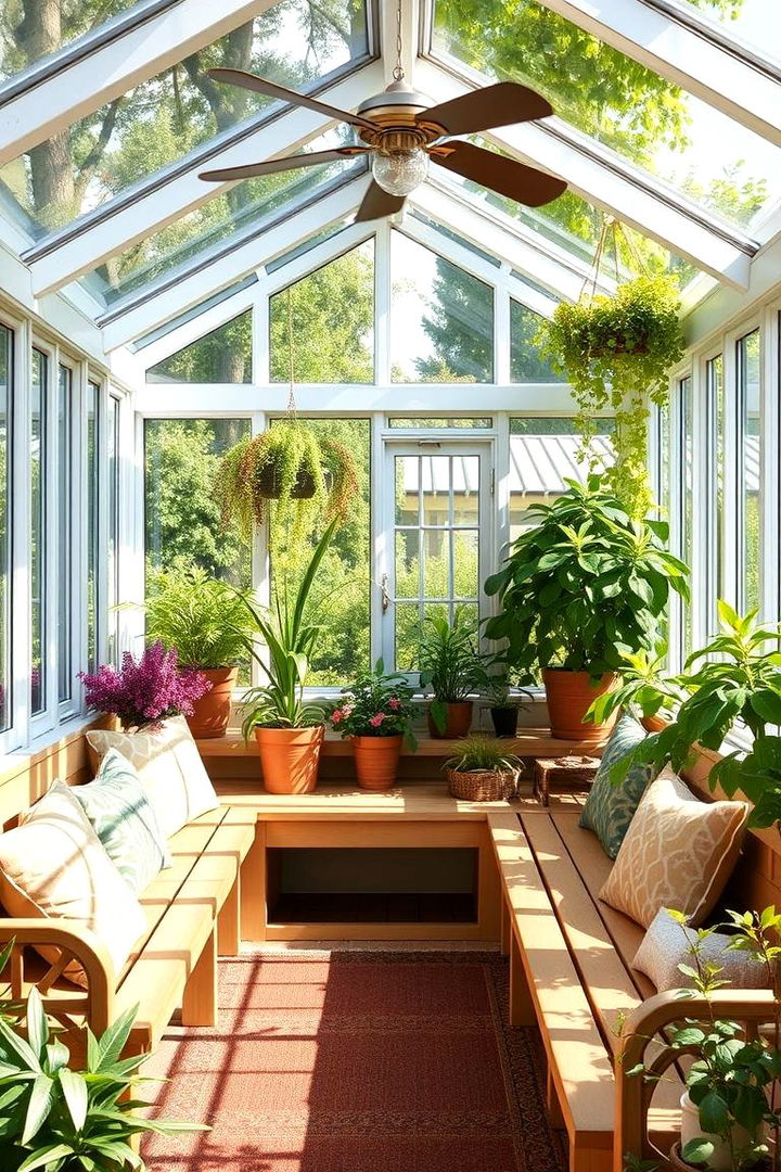 Integrated Seating Garden - 22 Porch Greenhouse Ideas