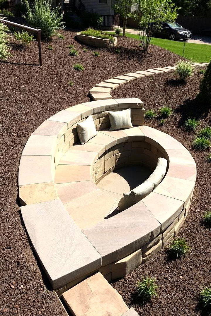 Integrated Seating Solutions - 22 Down Sloped Backyard Ideas