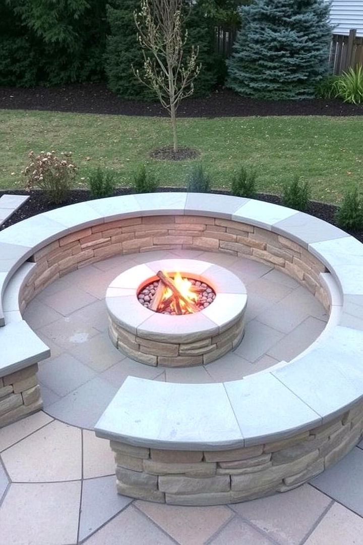 Integrated Seating Stone Fire Pit - 22 Stone Fire Pit Ideas