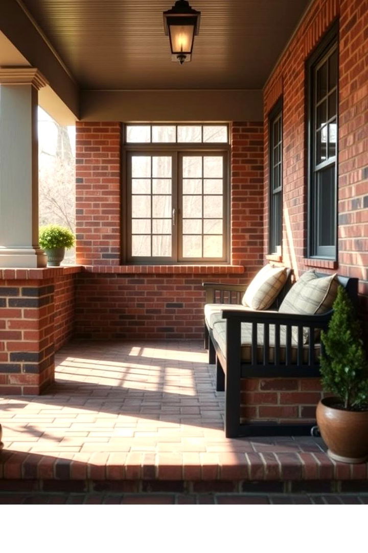 Integrated Seating and Storage in Brick Design - 22 Brick Porch Ideas