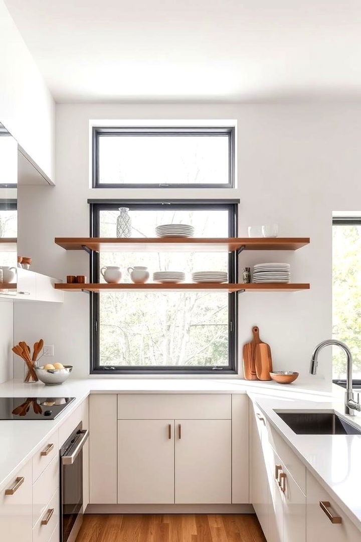 Integrated Shelving with Window Designs - 22 Kitchen Window Ideas Over Sink