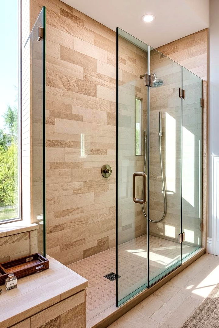 Integrated Stone and Glass Design - 22 Stone Shower Design Ideas