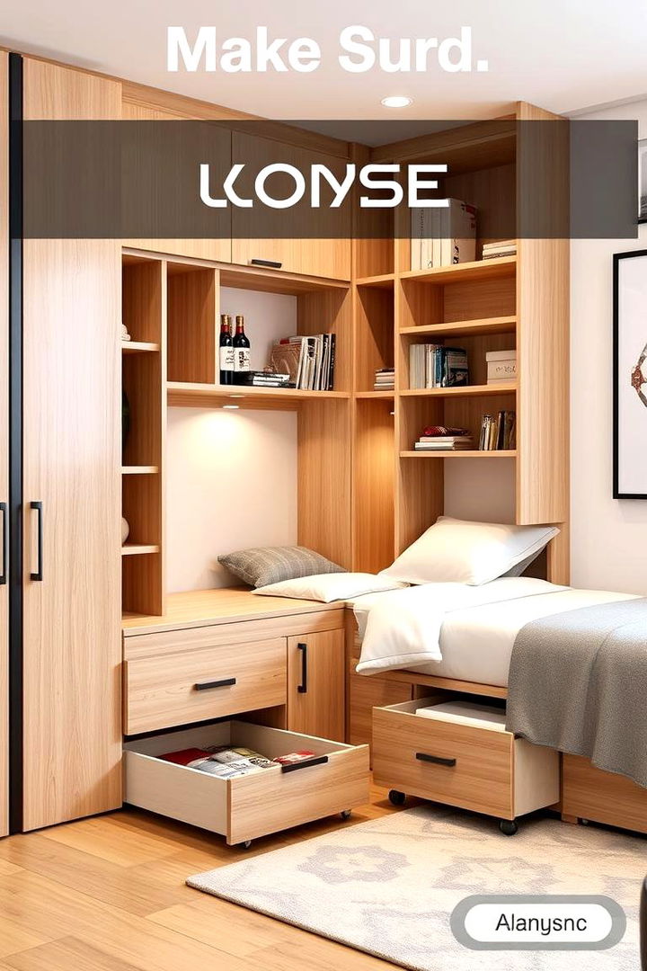 Integrated Storage Corner Bed - 22 Corner Bed Ideas