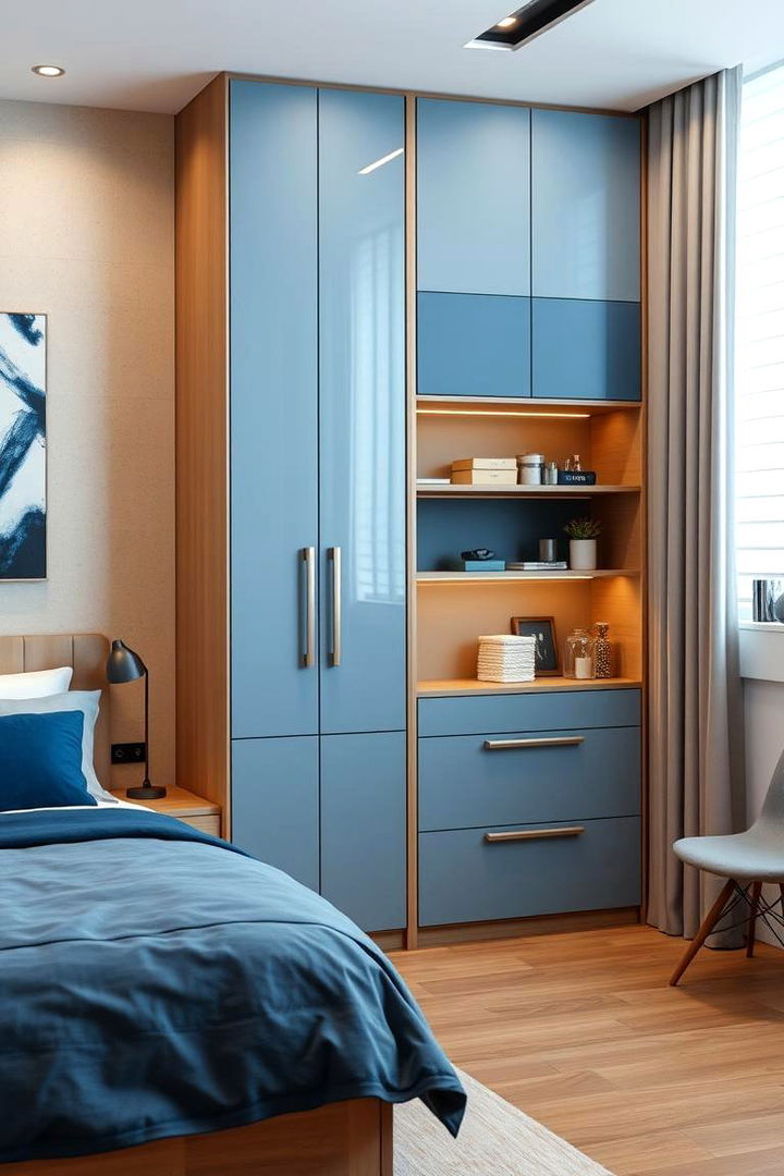 Integrated Storage Innovation - 22 blue and beige bedroom ideas