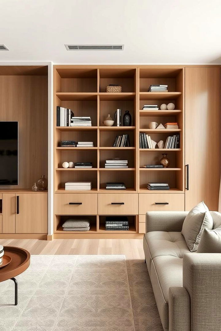 Integrated Storage Solutions - 22 Minimalist Living Room Ideas