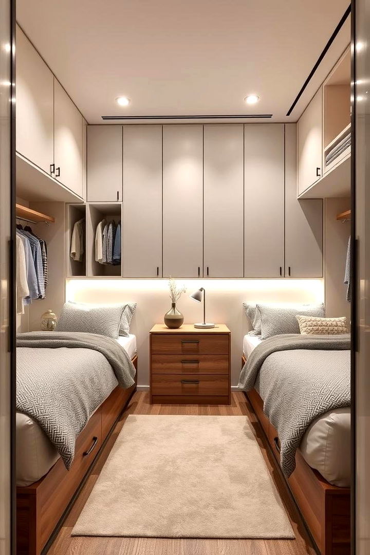 Integrated Storage Solutions - 22 Twin Bedroom Ideas