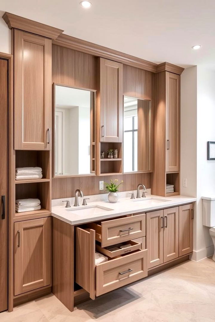 Integrated Storage Solutions - 22 Double Vanity Bathroom Ideas
