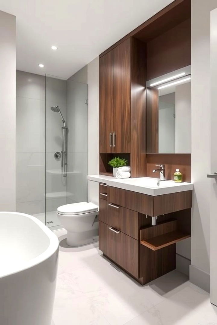 Integrated Storage Solutions for Simplicity - 22 Japandi Bathroom Ideas