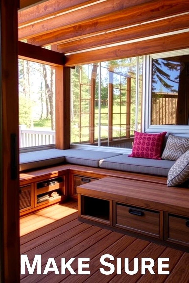 Integrated Storage and Seating - 22 Screened-in Deck Ideas