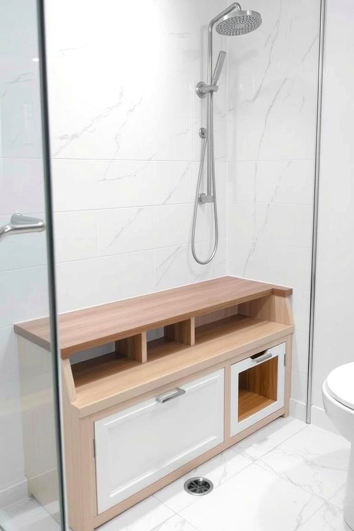 Integrated Storage in Shower Bench - 22 Shower Bench Ideas