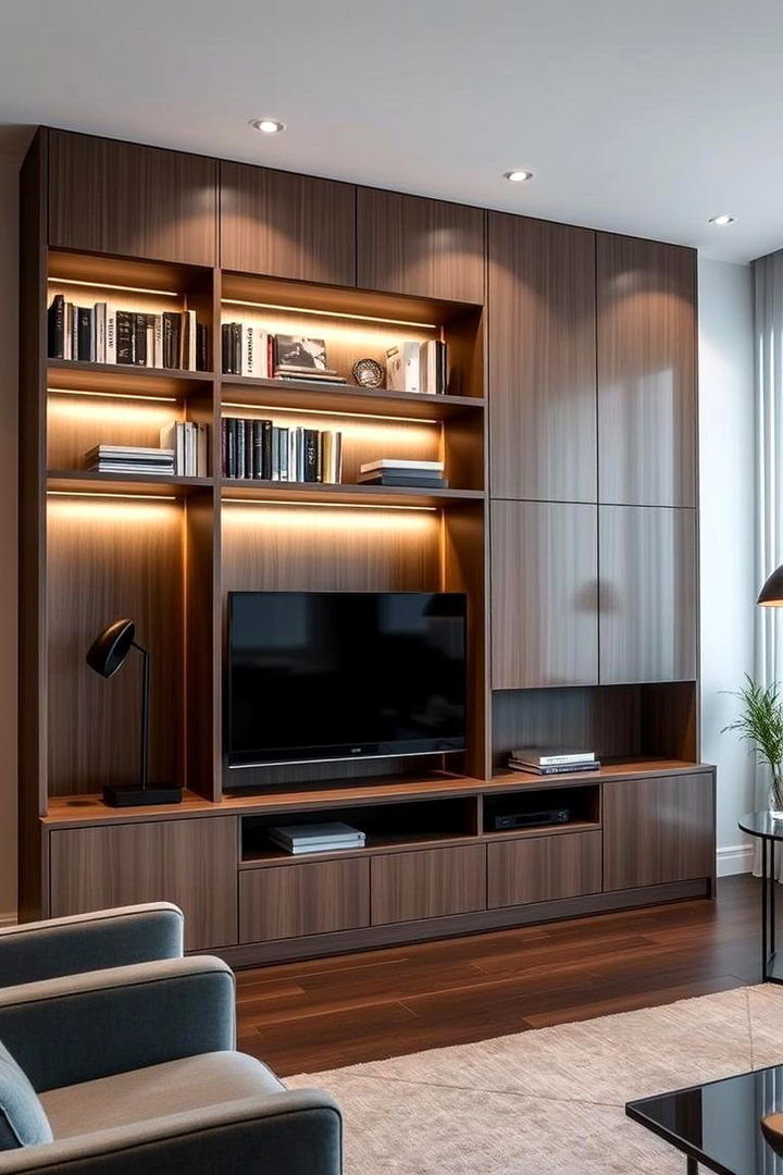 Integrated Tech and Media - 22 Living Room Bookshelf Ideas