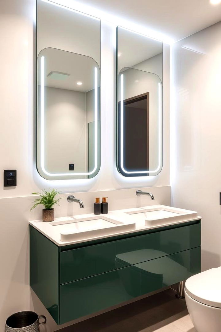 Integrated Technology Elements - 22 Bathroom With Green Vanity
