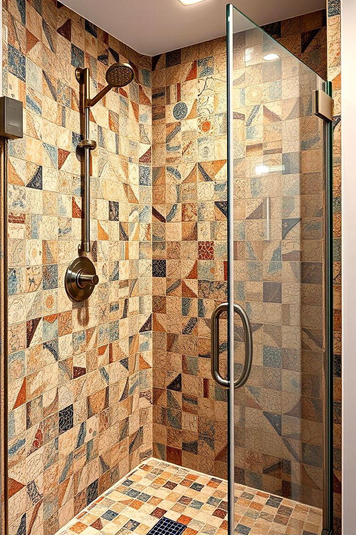 Integrated Tile Mosaics - 22 Doorless Walk In Shower Ideas