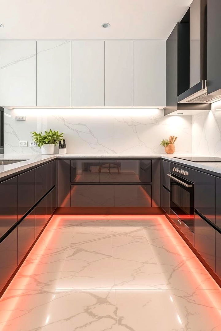 Integrated Underfloor Heating in Marble - 22 Marble Kitchen Floor Ideas