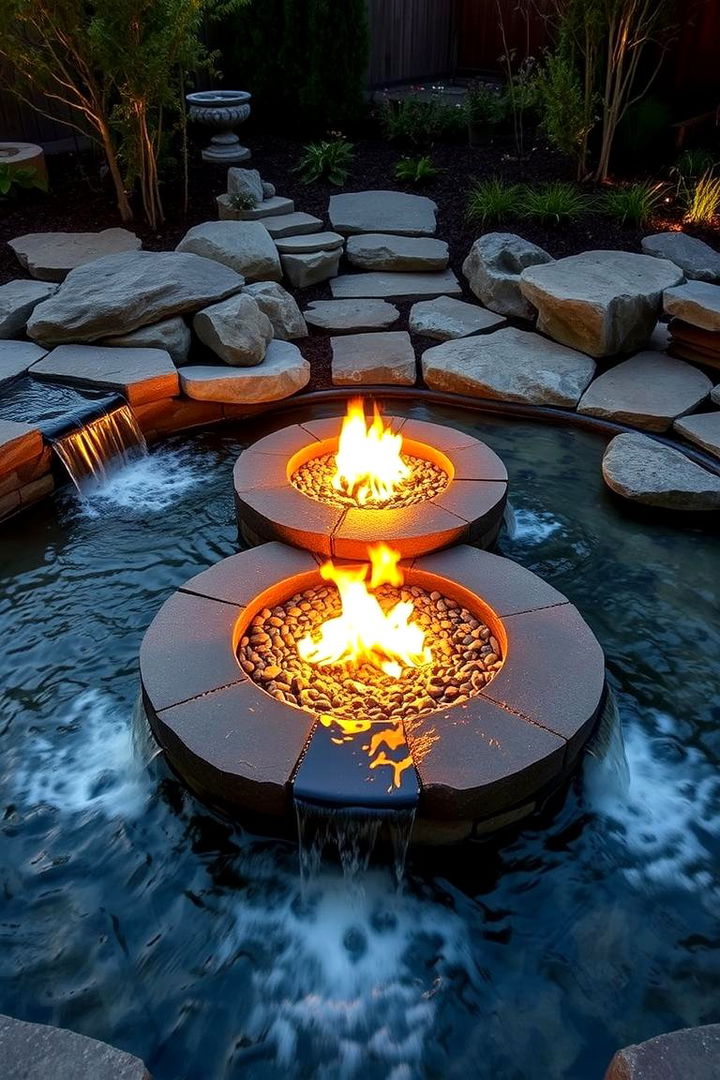 Integrated Water Feature - 22 Sunken Fire Pit Ideas