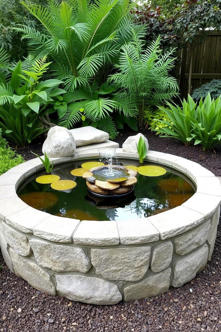 Integrated Water Feature Bed - 22 Round Garden Bed Ideas