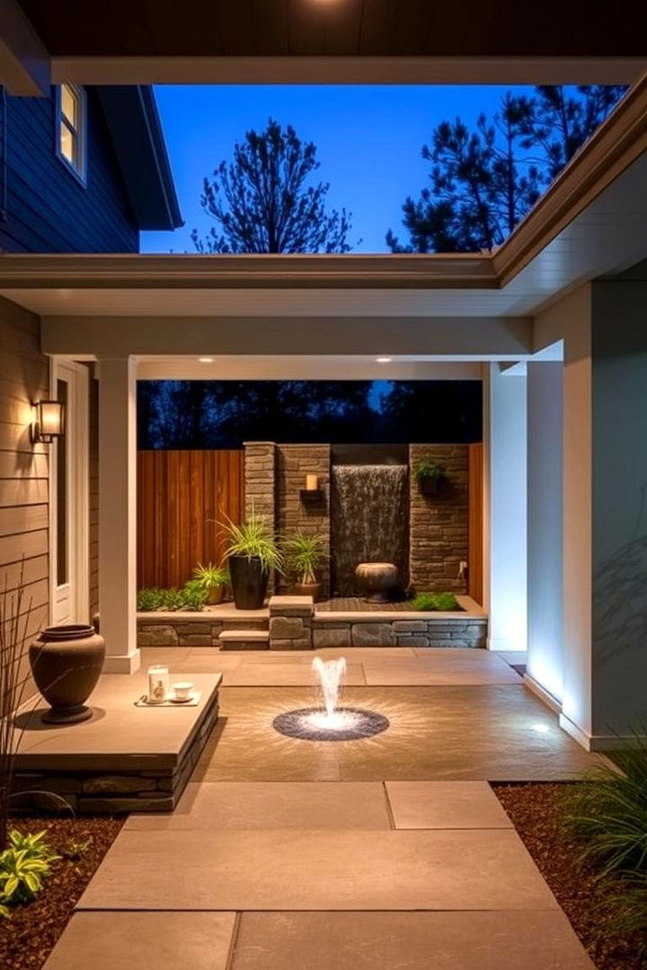Integrated Water Feature - 22 Large Front Porch Ideas