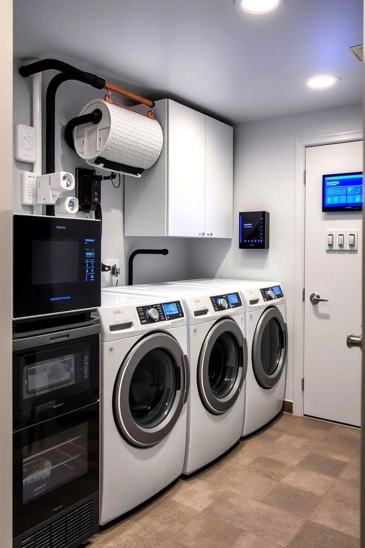 Integrating Advanced Tech for Smart Laundry - 22 basement laundry room ideas