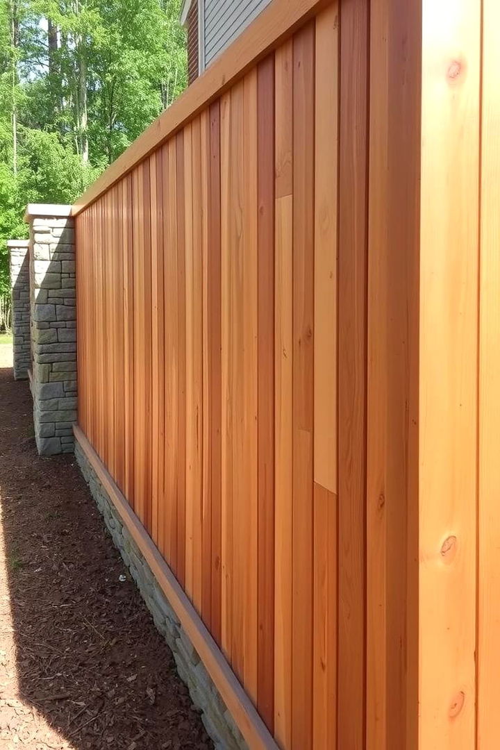 Integrating Cedar with Stone Walls - 22 Cedar Fence Ideas