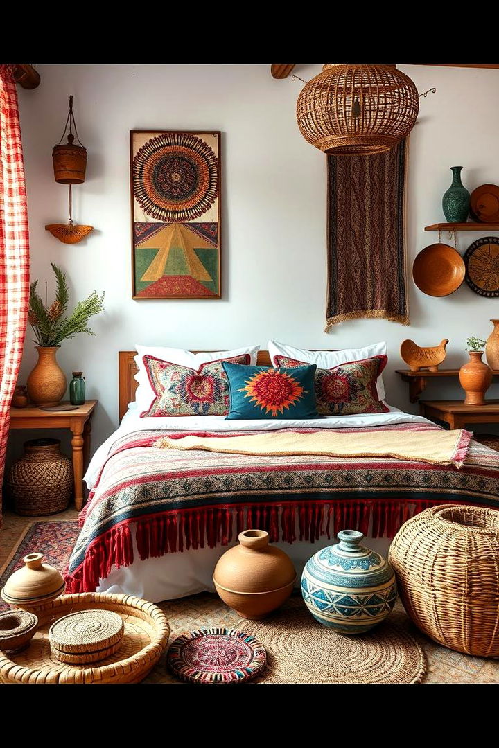 Integrating Ethnic Inspired Decor Details - 22 Small Boho Bedroom Ideas