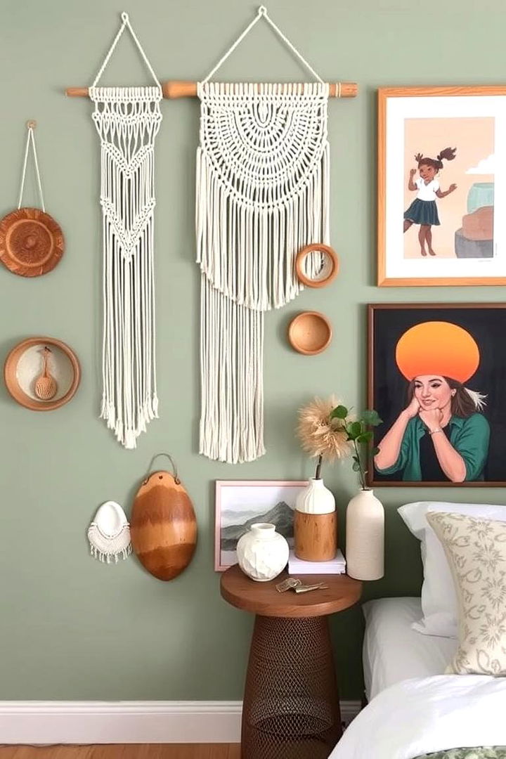 Integrating Handmade Decor Elements - 22 Boho Sage Green Bedroom Ideas