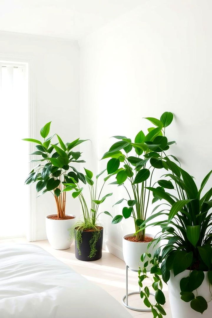 Integrating Indoor Plants - 22 Small White Bedroom Ideas
