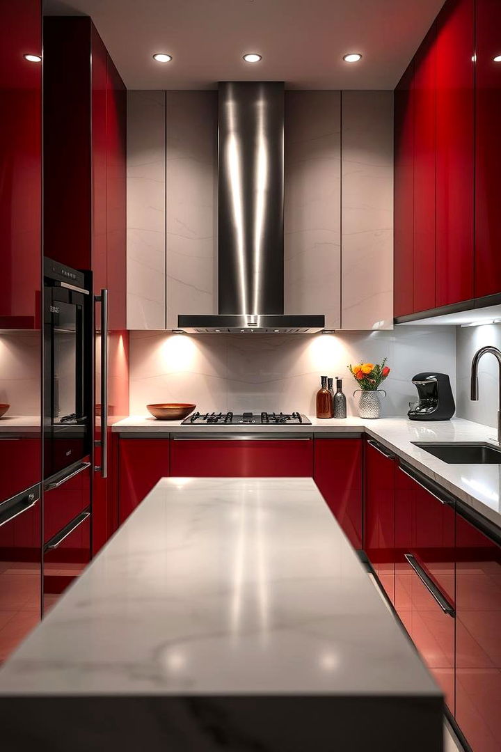 Integrating Metallic Elements - 22 red and black kitchen ideas
