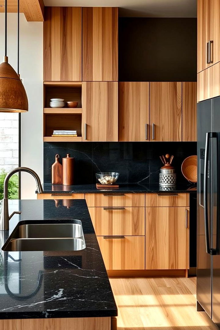 Integrating Mixed Materials - 22 Black Granite Countertops Kitchen Ideas