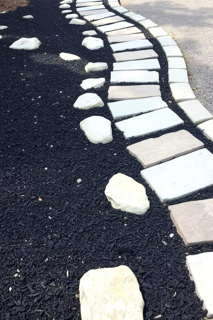 Integrating with Hardscaping Features - 22 Black Mulch Landscaping Ideas