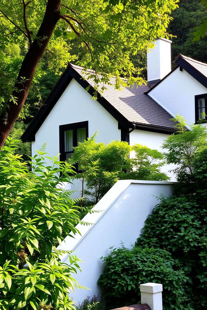 Integration with Natural Surroundings - 22 single story white house black trim