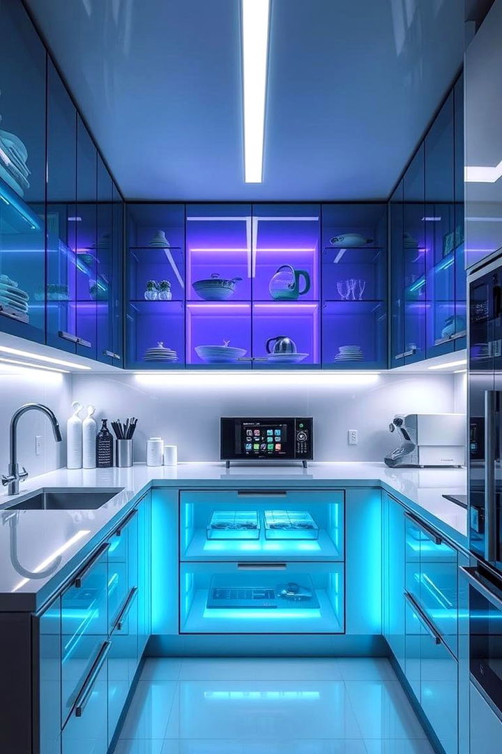 Integration with Smart Appliances - 22 Modern Style Glass Kitchen Cabinets