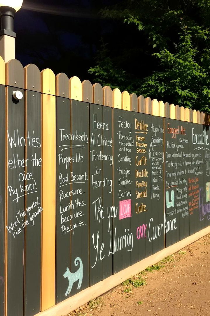 Interactive Chalkboard Surfaces for Dynamic Expression - 22 Fence Art Ideas