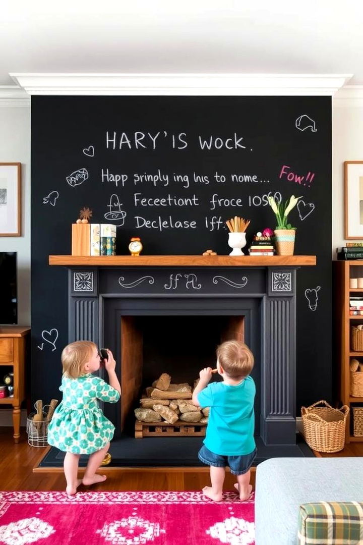 Interactive Chalkboard Wall - 22 Fireplace Wall Ideas