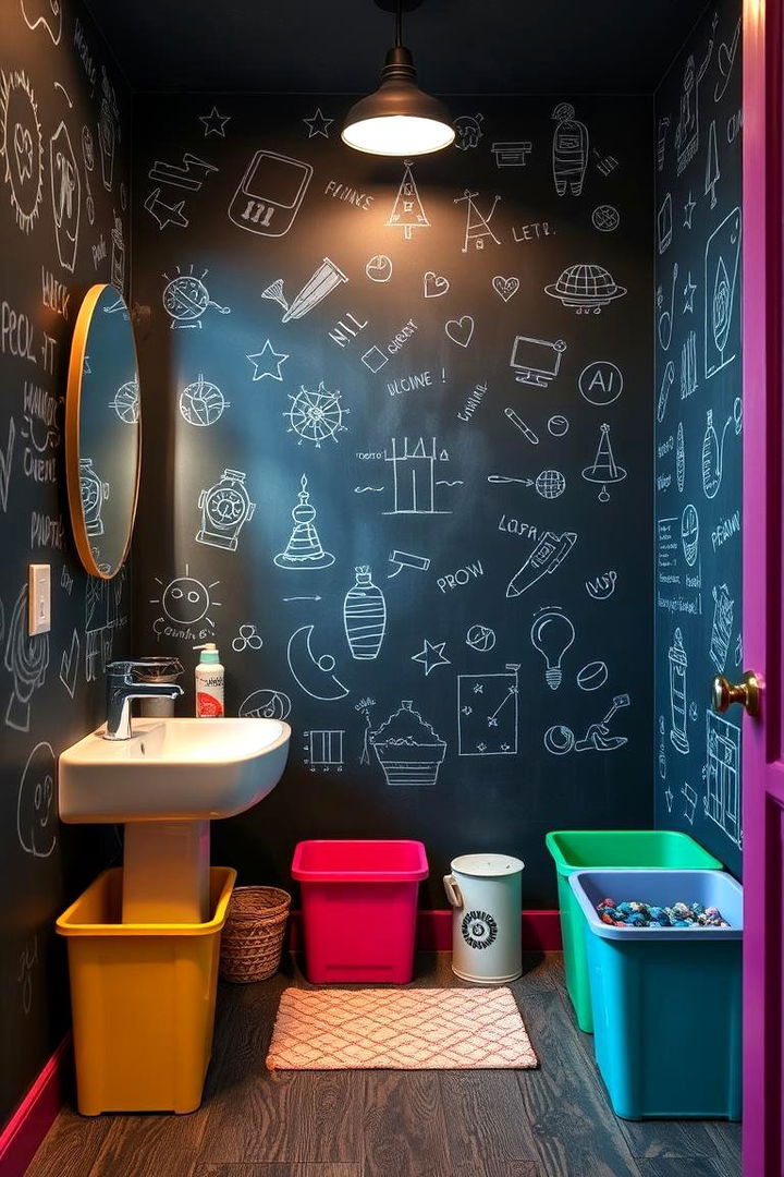 Interactive Chalkboard Walls for Creative Expression - 22 Kids Bathroom Ideas