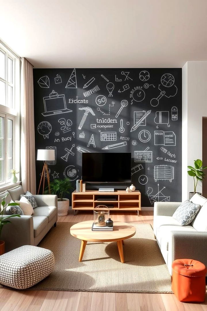 Interactive Chalkboard Walls - 22 Living Room Wallpaper Ideas
