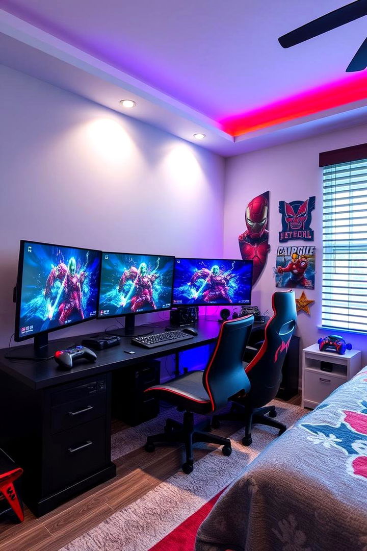 Interactive Gaming Setup - 22 Marvel Bedroom Ideas