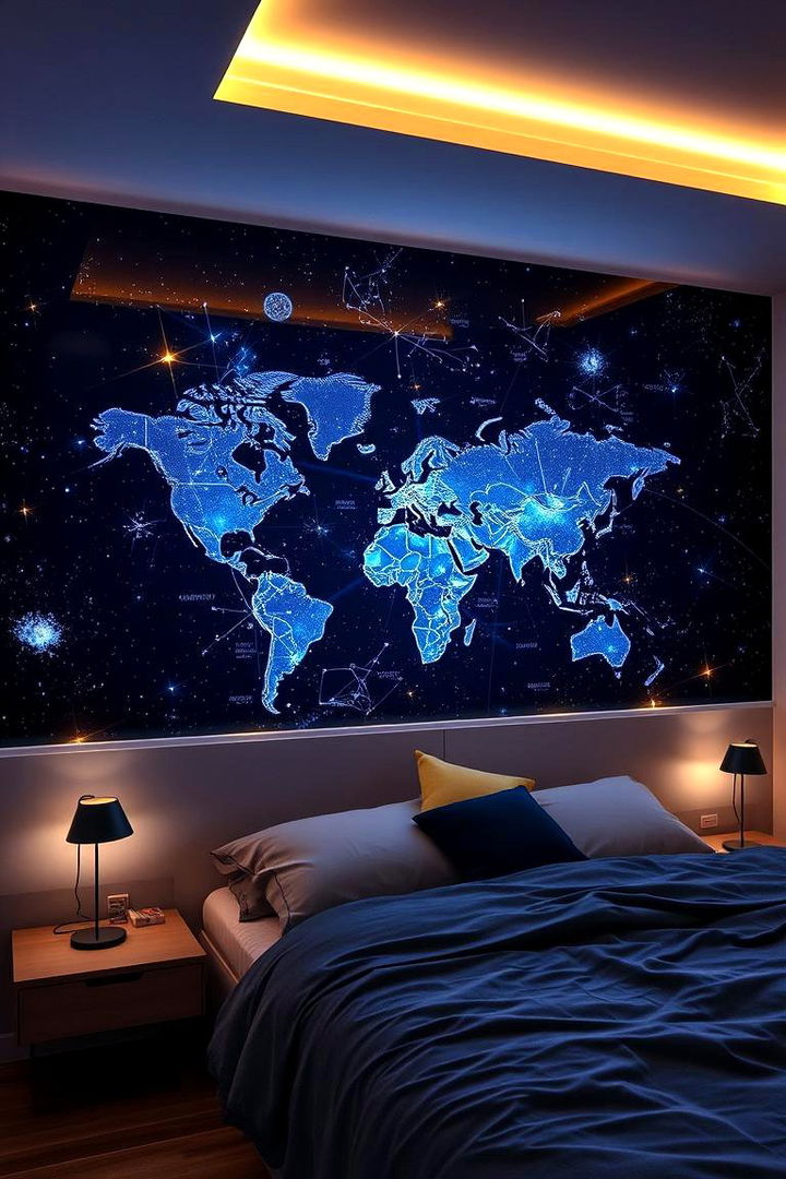 Interactive Star Maps - 22 galaxy space-themed bedroom ideas