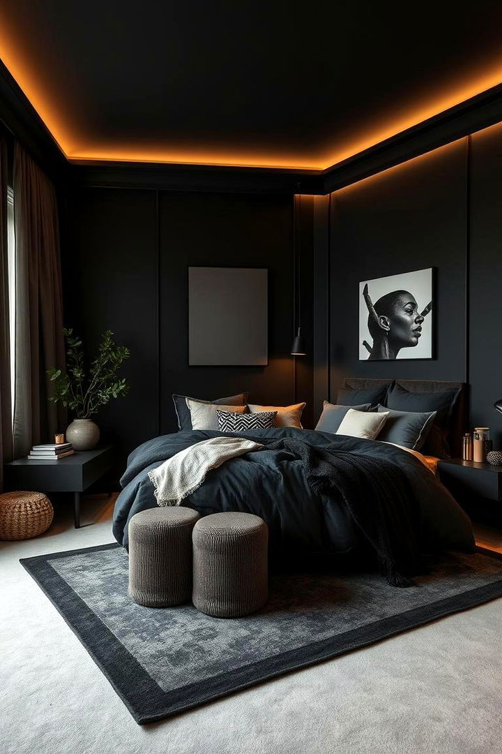 Intimate Corners for Relaxation - 22 Matte Black Bedroom Ideas
